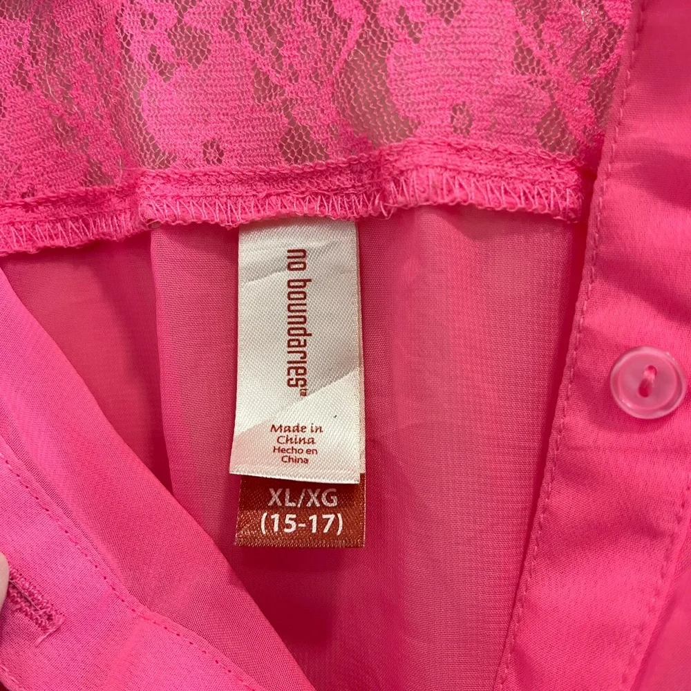 Neon pink shirt with lace detailing - Picture 4 of 10